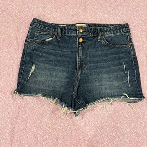 Universal Thread Blue Jean Shorts with Distressed Details and Frayed Hem
